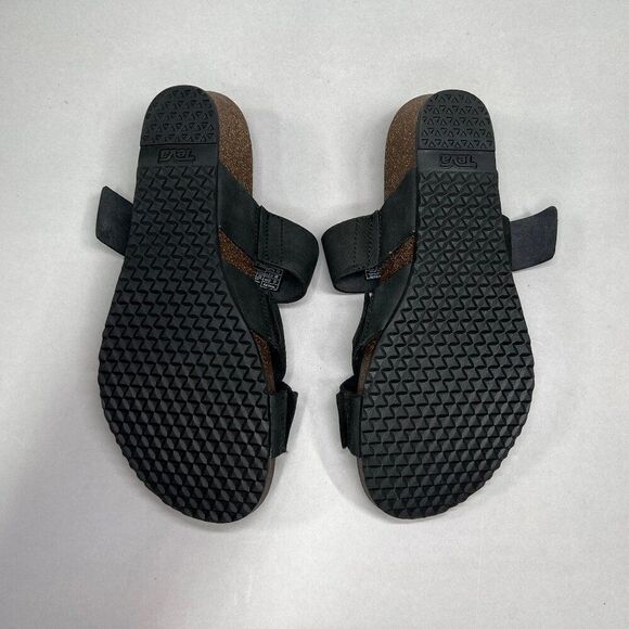 Teva Women's Size 6 Mahonia Black Leather Slide Sandals - Picture 7 of 9
